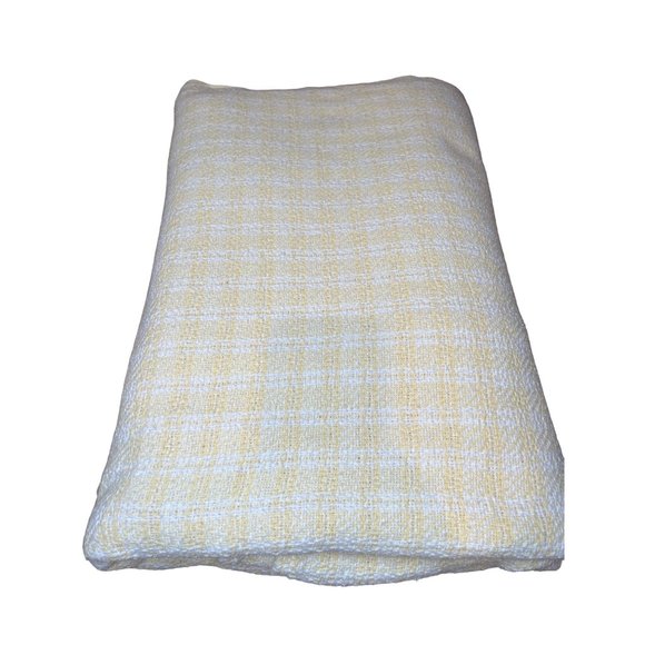 Unbranded Other - 100% Cotton Twin Blanket Yellow White Plaid Woven Check Vintage USA Made